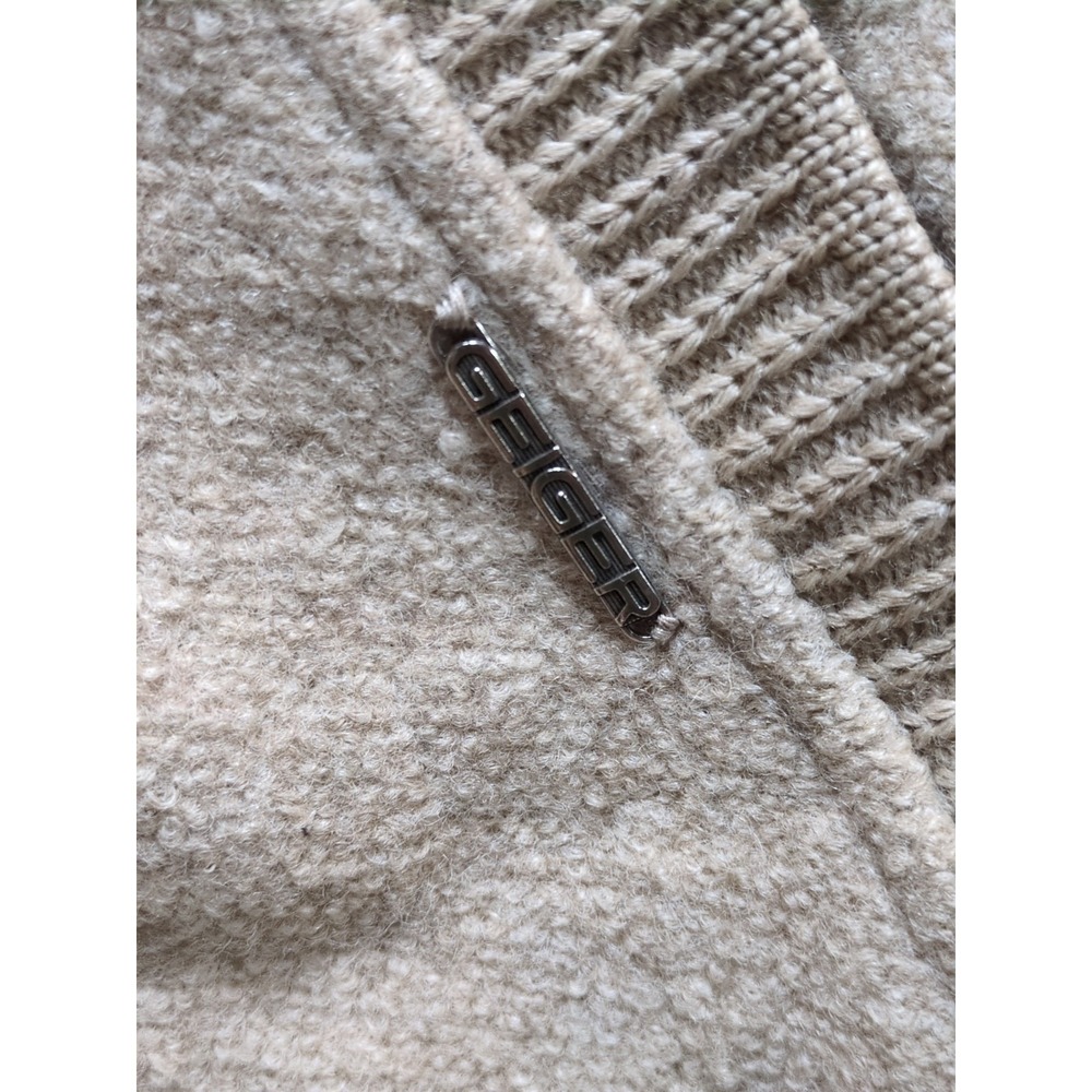 Vtg Geiger Tyrol Tan Boiled Wool Zip-Up Sweater Jacket Austria Pockets *Flaws* - Picture 6 of 16